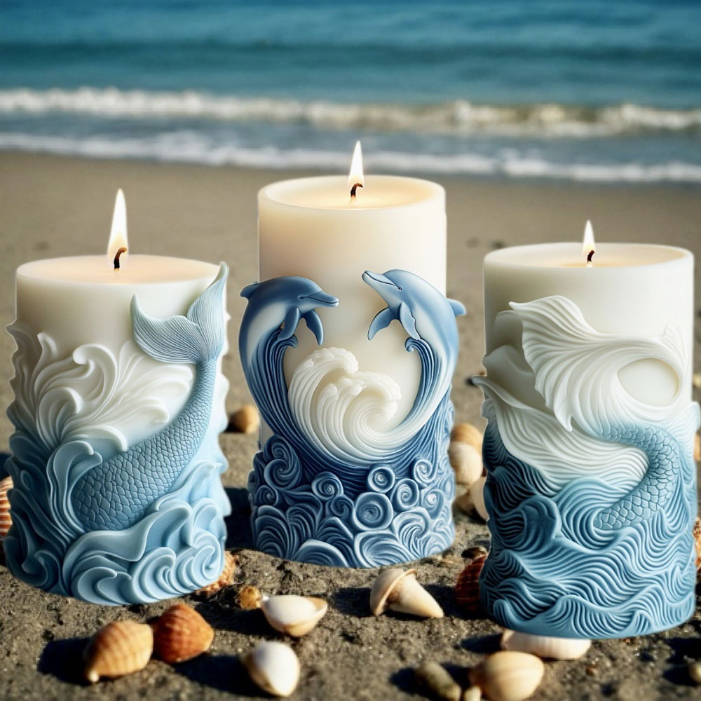Resin Ocean Wave Mold - Ozean Thema Silikon Kerze Form Delphin