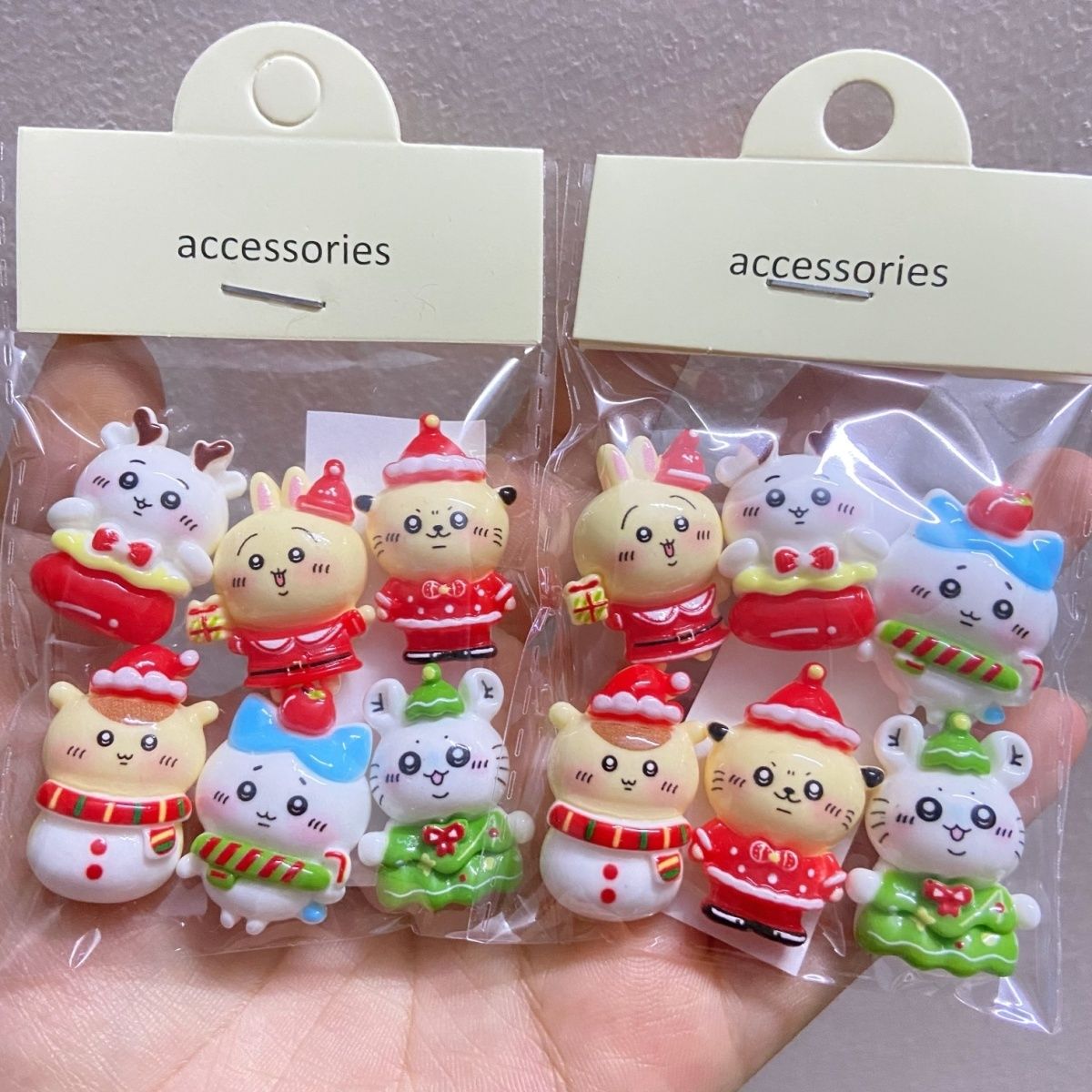 Crafting Resin - Weihnachten Einfarbige Chiikawa Harz-Abziehbilder DIY Handyhülle