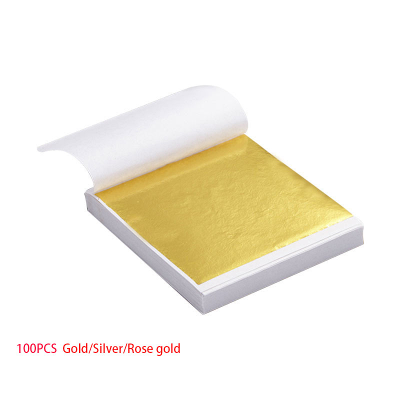 Gold Foil Flakes - 100 Stück Kunsthandwerk-Design-Papierbögen, praktisch, reines, glänzendes
