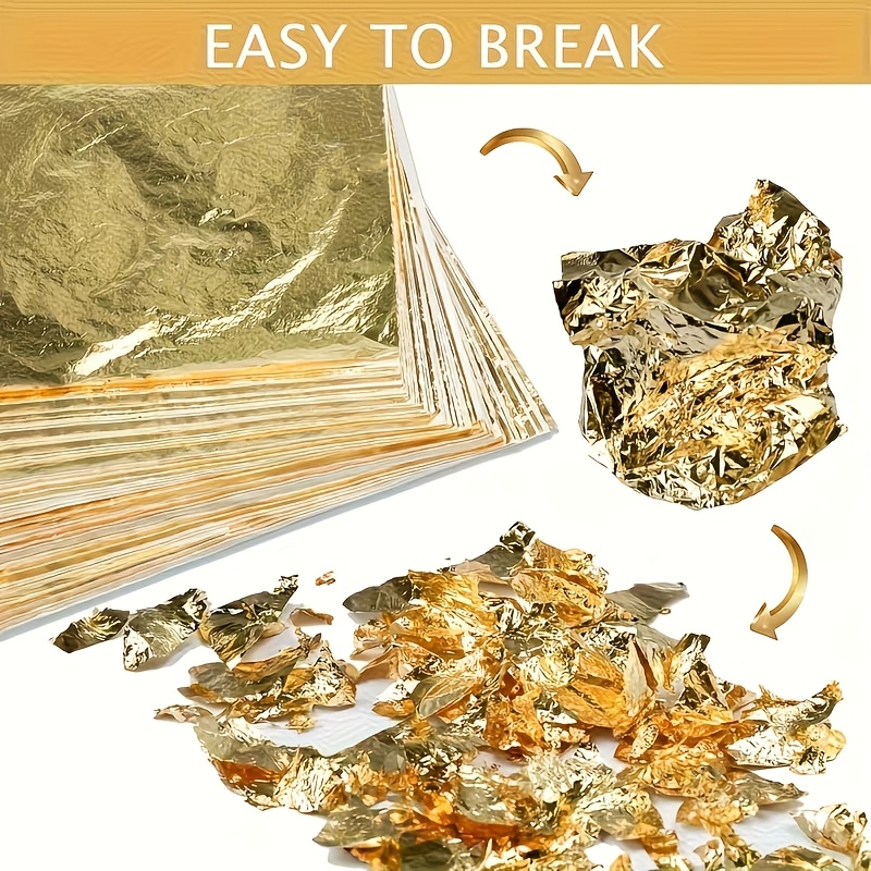 Gold Foil Flakes - Set mit 100 Stück Imitations-Goldfolienblättern, DIY-Vergoldungsfolien