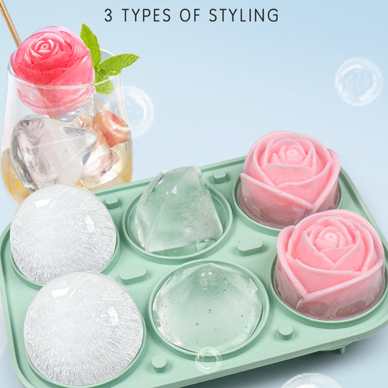 Coaster Mold Round - 3D Rose Diamant Runde Eiswürfel Formen