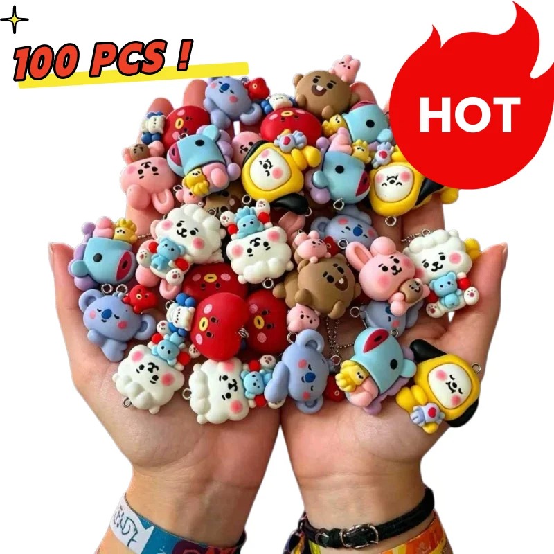 Crafting Resin - 7 Stück BT21 Harz-Cartoon-Anhänger DIY-Zubehör Bastelbedarf