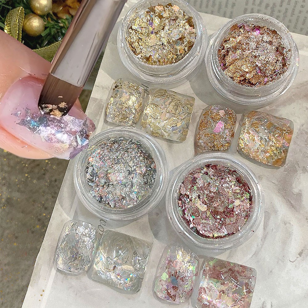 Gold Foil Flakes - 4 Gläser Sparkly Gold Silber Folie
