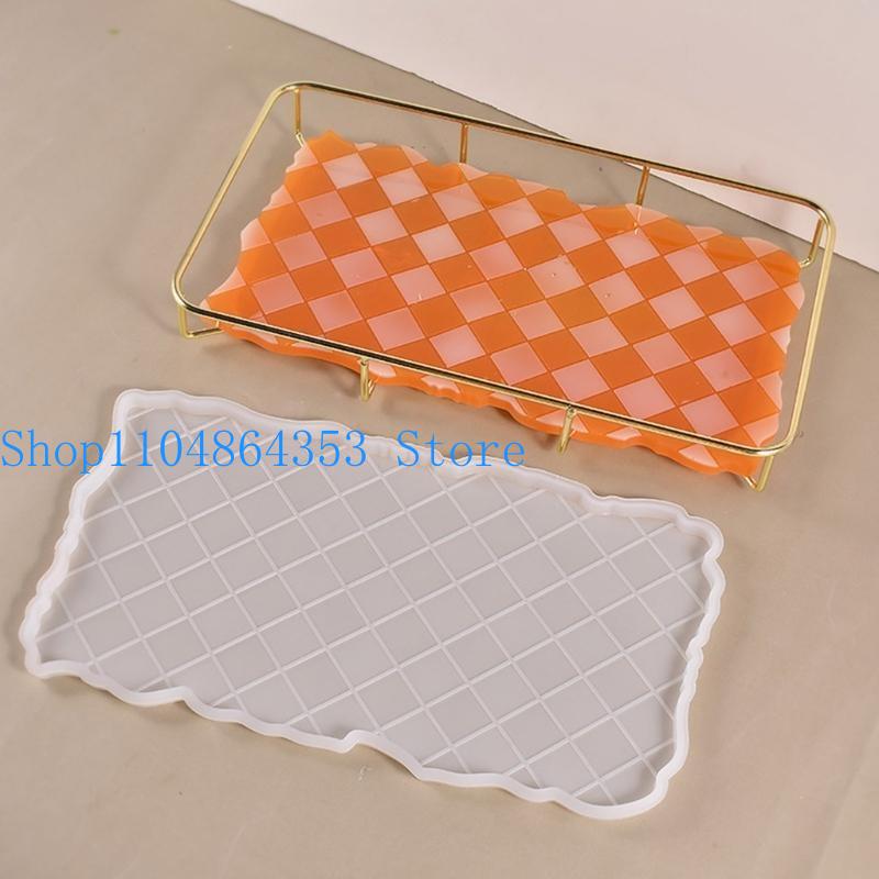 Serving Tray Mold - 652F Schachbrett-Tablett, Epoxidharz-Gussformen, Servierbrett, Silikonharz-Tablettform, Schachbrettmuster,