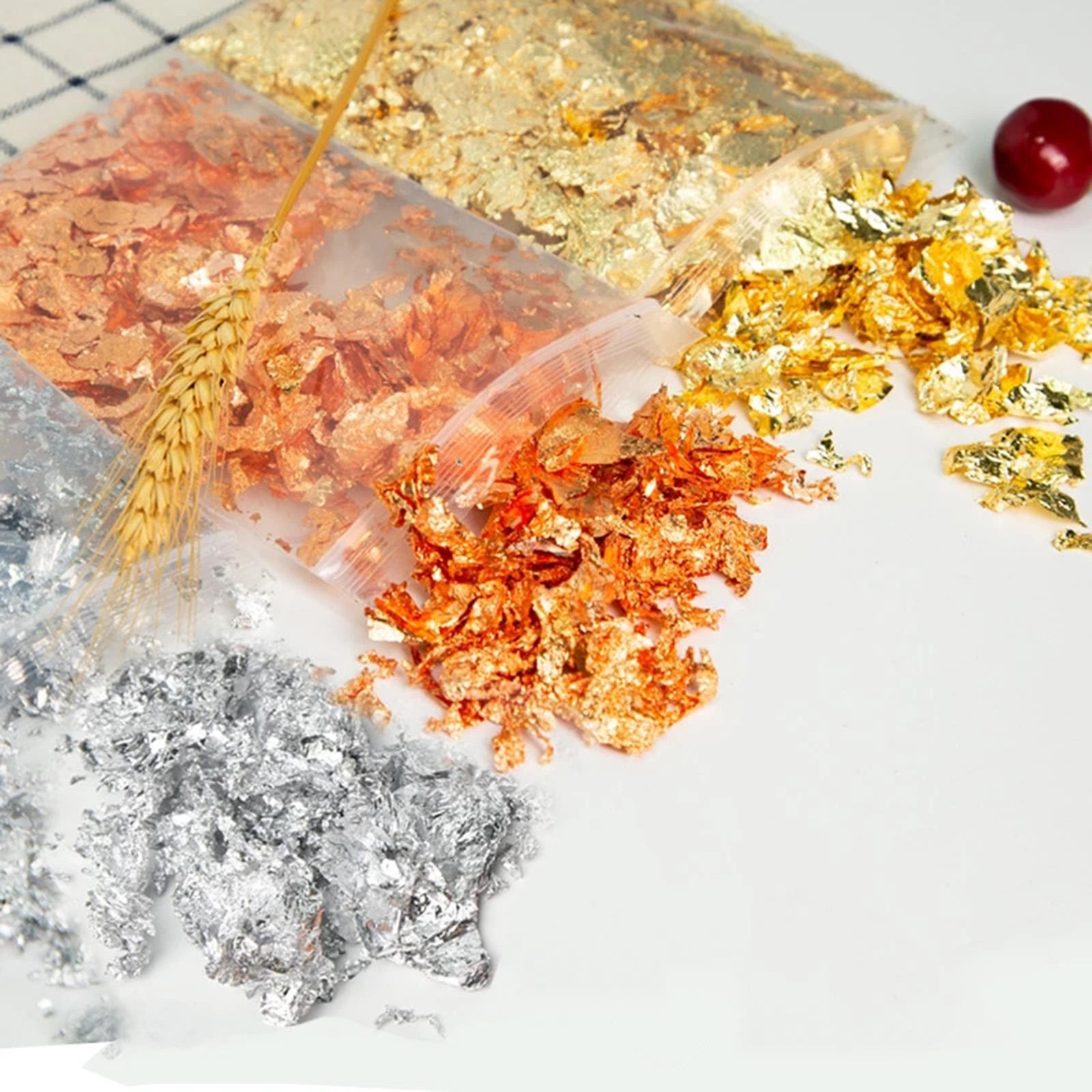 Gold Foil Flakes - Metallic-Flocken, 20 g Goldflocken, Kupfer-Metallic-Blattflocken für