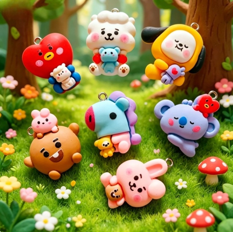 7 Stück BT21 Harz-Cartoon-Anhä – Crafting Resin Bewertung und Preis