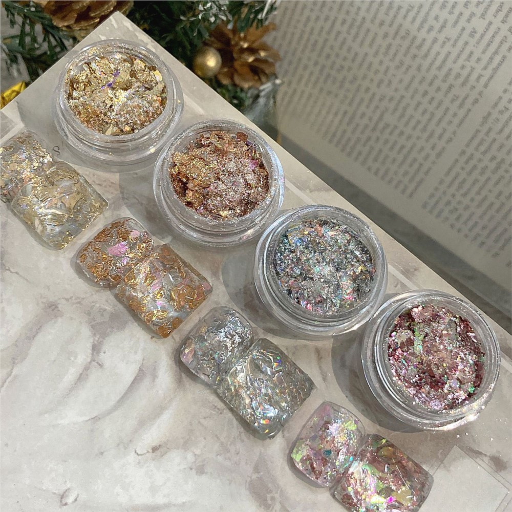 4 Gläser Sparkly Gold Silber F – Gold Foil Flakes Bewertung und Preis